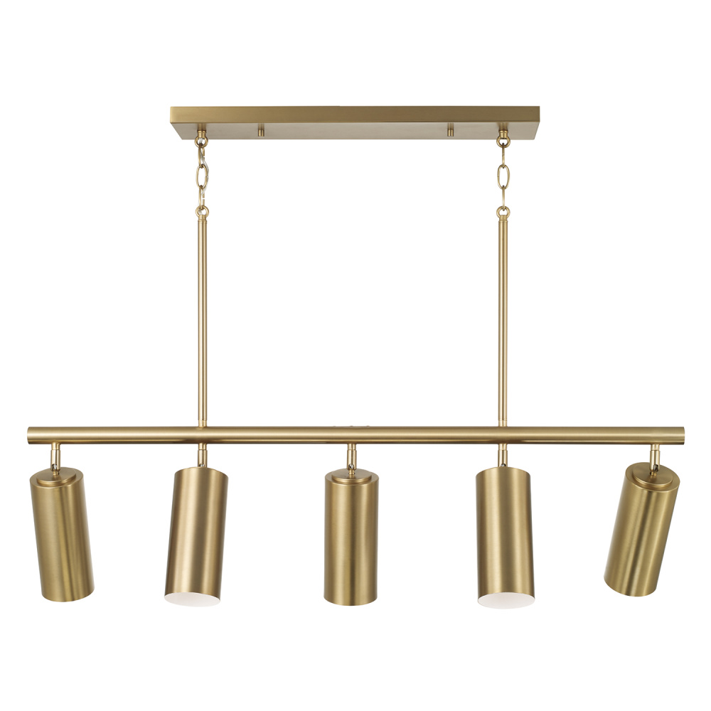 40" W x 11.25" H 5-Light Adjustable Linear Chandelier in Aged Brass