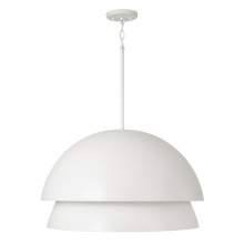 Capital 359212WE - 25.25" W x 15" H 3-Light Modern Tiered Dome Pendant in Matte White with Soft White Glass