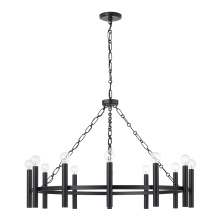 Capital 462001MB - 35" W x 24" H 10-Light Ring Chandelier in Matte Black with Cylindrical Candlesticks