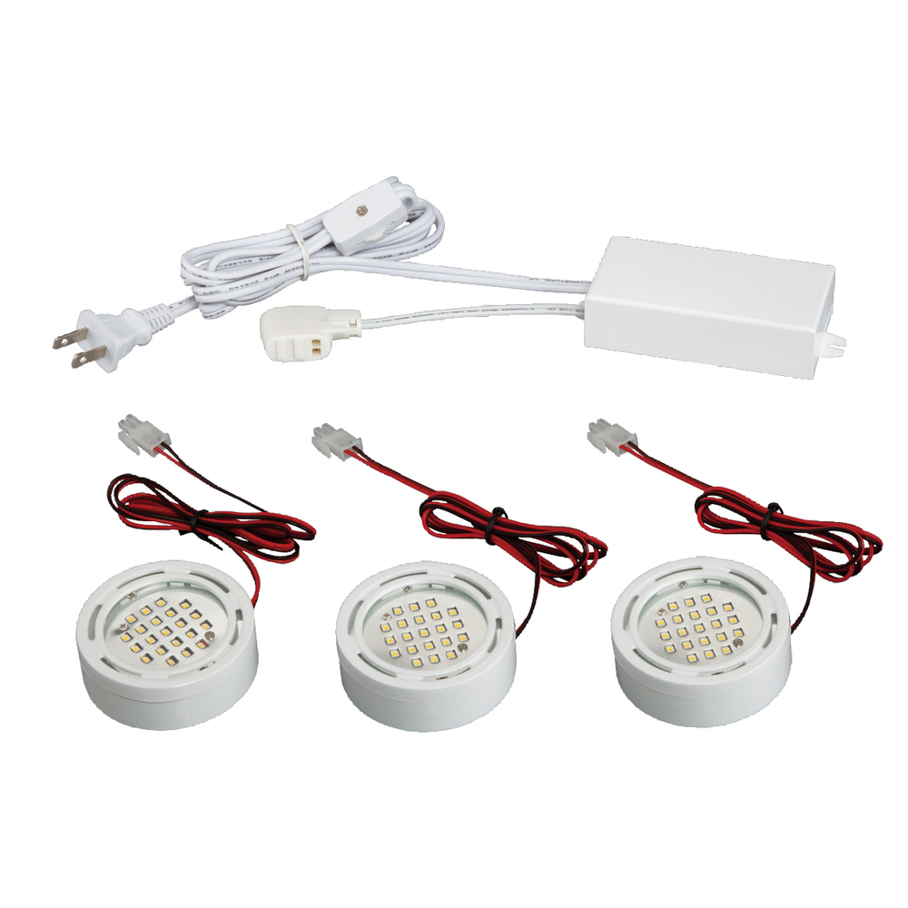 Minipuck Kit, LED, 3LT , Down, Wht
