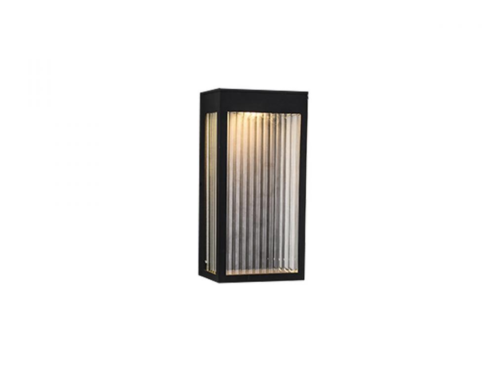 Avenue Outdoor 12"  Pendant in Black with Ribbed Glass