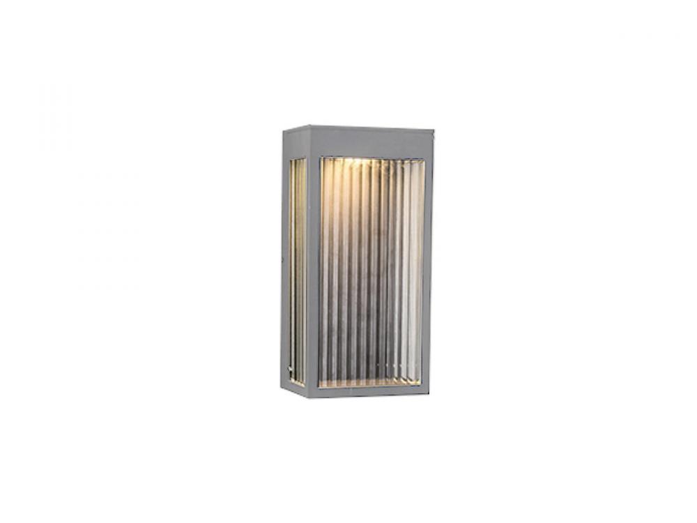 Avenue Outdoor 12"  Pendant in Silver with Ribbed Glass