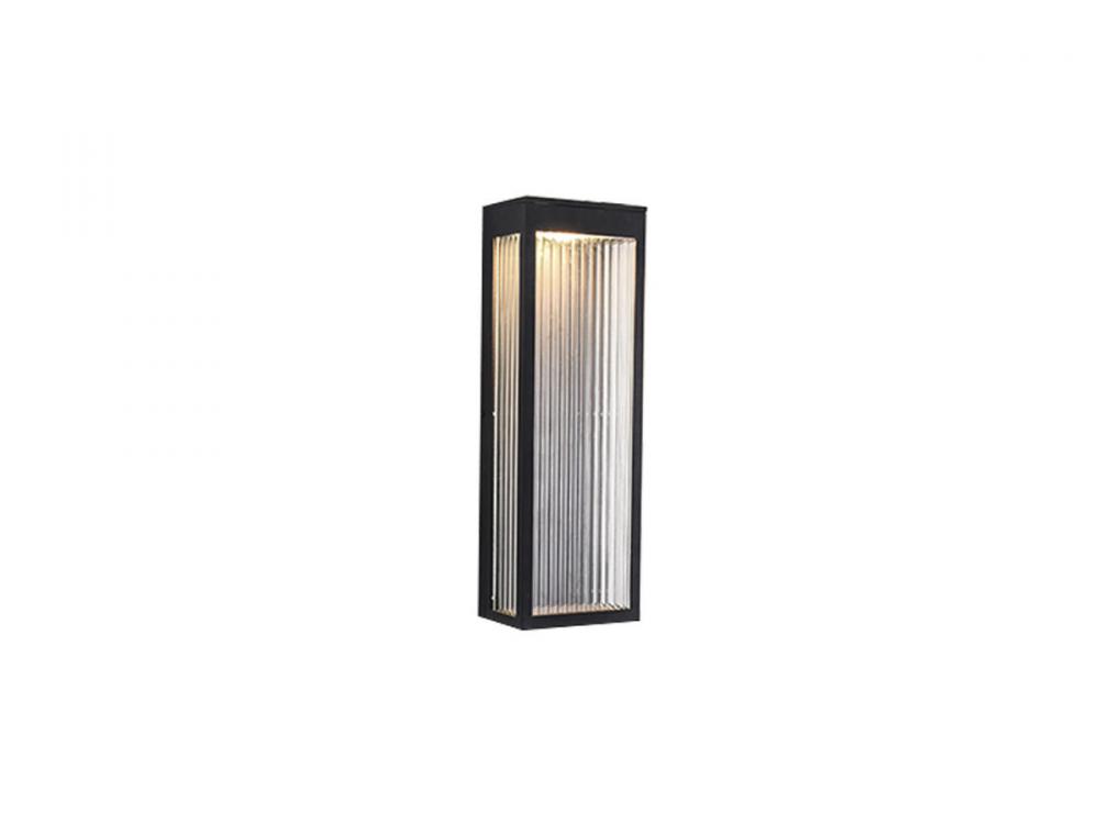 Avenue Outdoor 18" Sconce in Black with Ribbed Glass