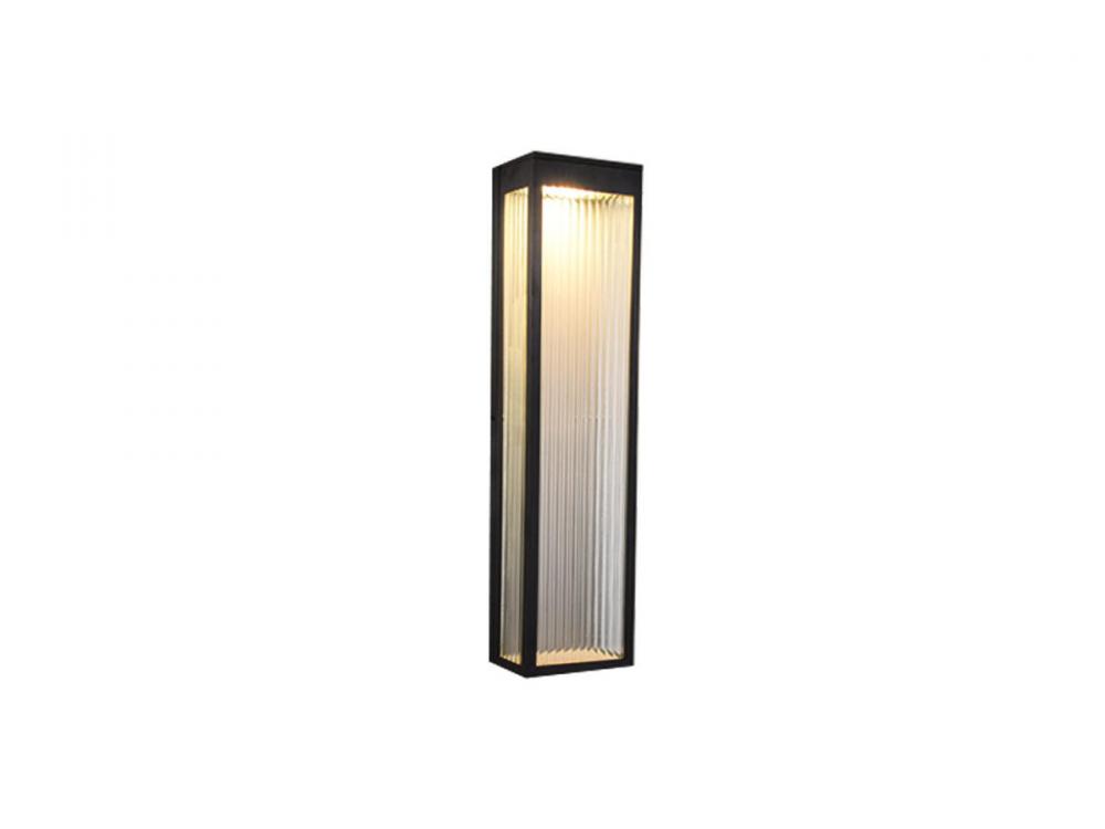 Avenue Outdoor 24" Sconce in Black with Ribbed Glass