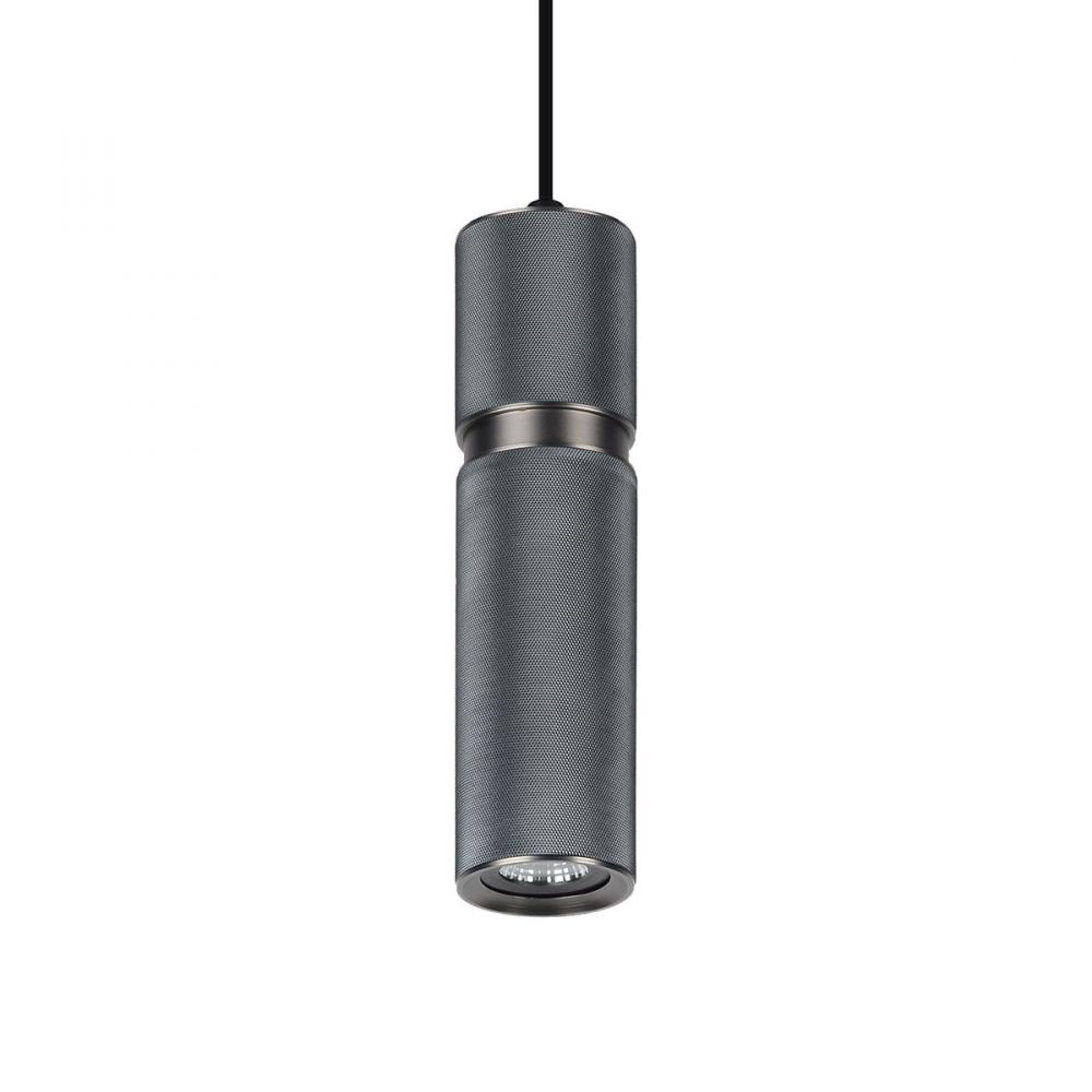 Cicada 10" Knurled Pendant in Dark Grey and Pewter
