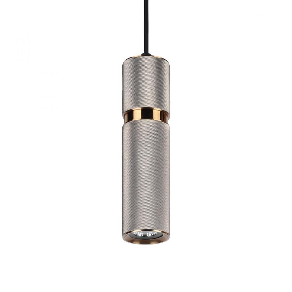 Cicada 13" Knurled Pendant in Light Grey and Brass