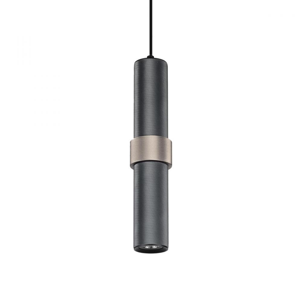 Cicada 15"  Smooth  Pendant in Dark Grey and Knurled Light Grey