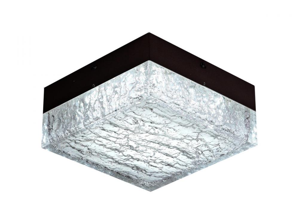 Cermack St. 8" Square Flush Mount in Black with Textured Glass
