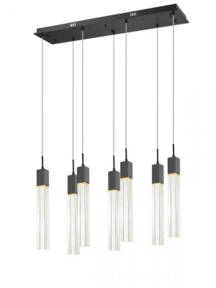 The Original Glacier Collection 7 Light Multi Pendant in Black with Clear Crystal
