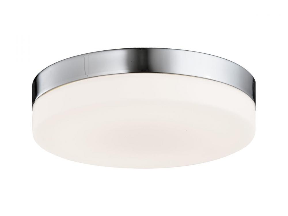 Cermack St. 11"  Round Flush Mount in Brushed Nickel with White Glass