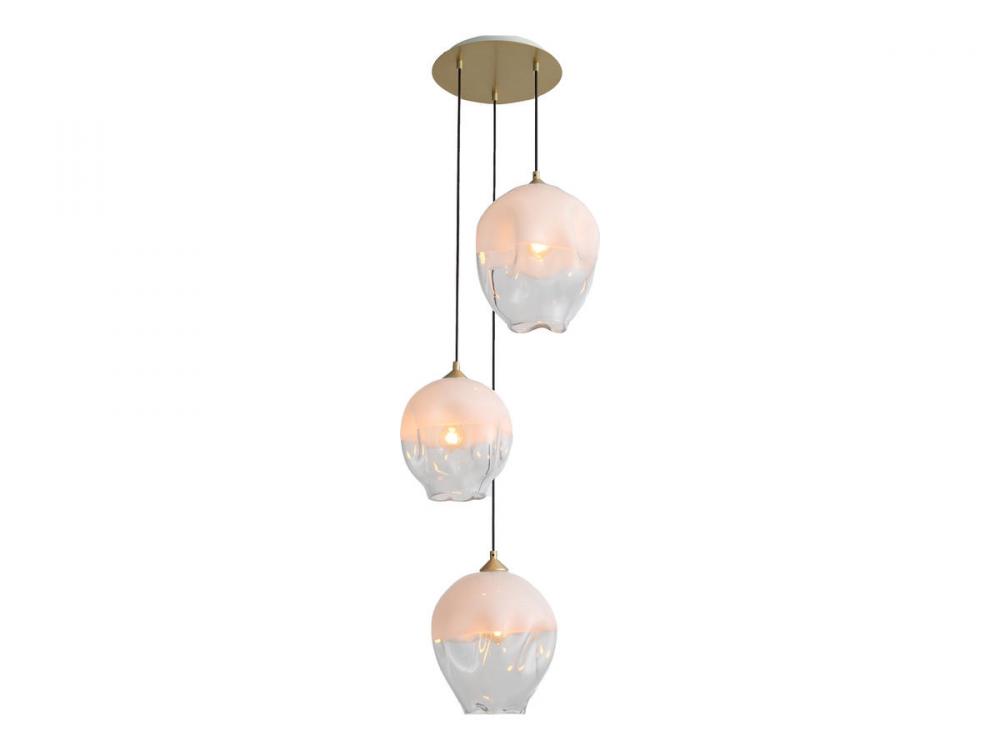 Sonoma Ave. 3-Light Multi Pendant in White with Brushed Brass Accent