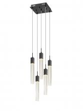 Avenue Lighting HF1900-5-GL-BK - The Original Glacier Collection 5 Light Multi Pendant in Black with Bubbled Crystal