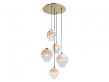 Avenue Lighting HF8145-BB-WH - Sonoma Ave. 5-Light Multi Pendant in White with Brushed Brass Accent