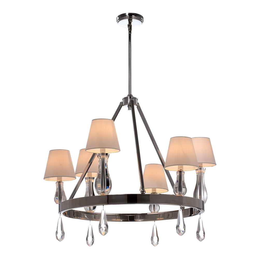 Sophia 30" 6-Light, Ring Candle Chandelier in Polished Chrome