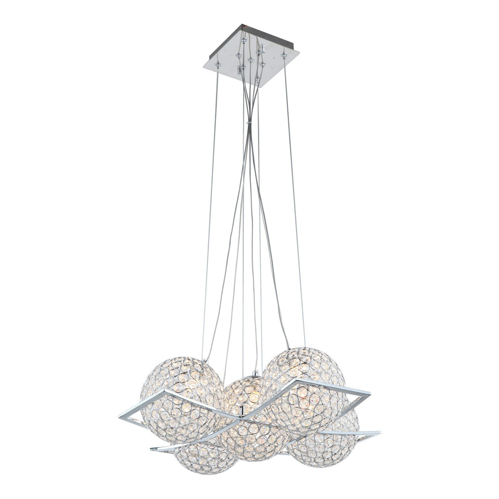 Kent 19" 5-Light, Crystal Cluster Chandelier in Chrome