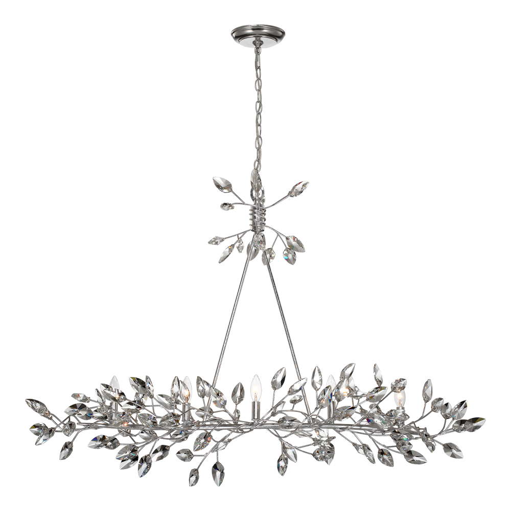 Misthaven 49" 5-Light, Organic Clear Crystal Linear in Silver