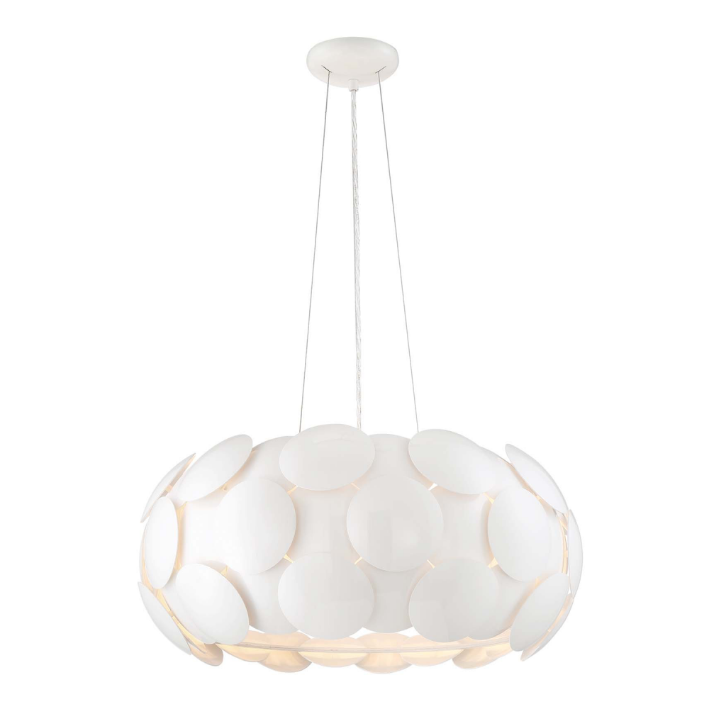 Crown 20" 6-Light, Designer Dome Pendant in Gloss White
