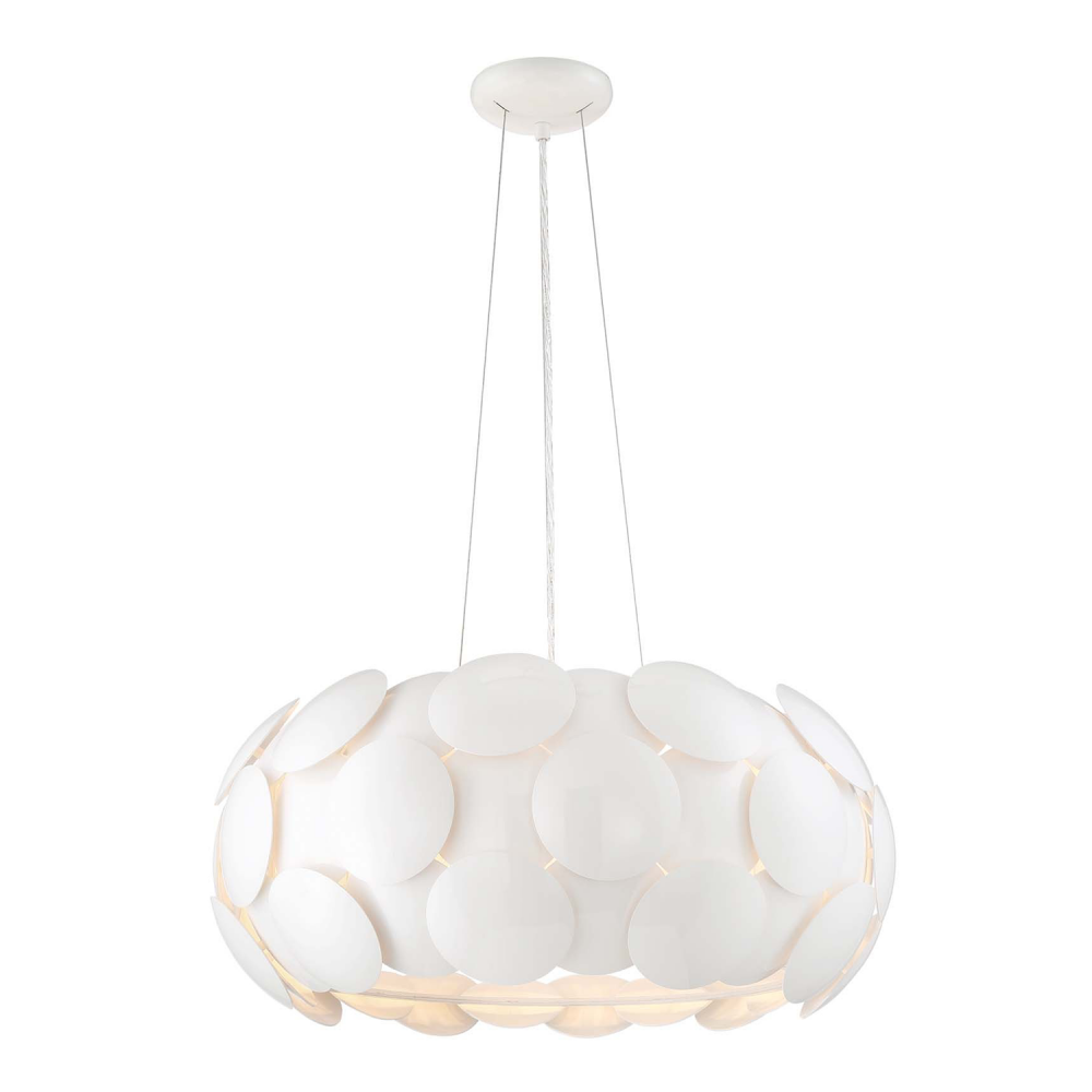 Crown 24" 7-Light, Designer Dome Pendant in Gloss White