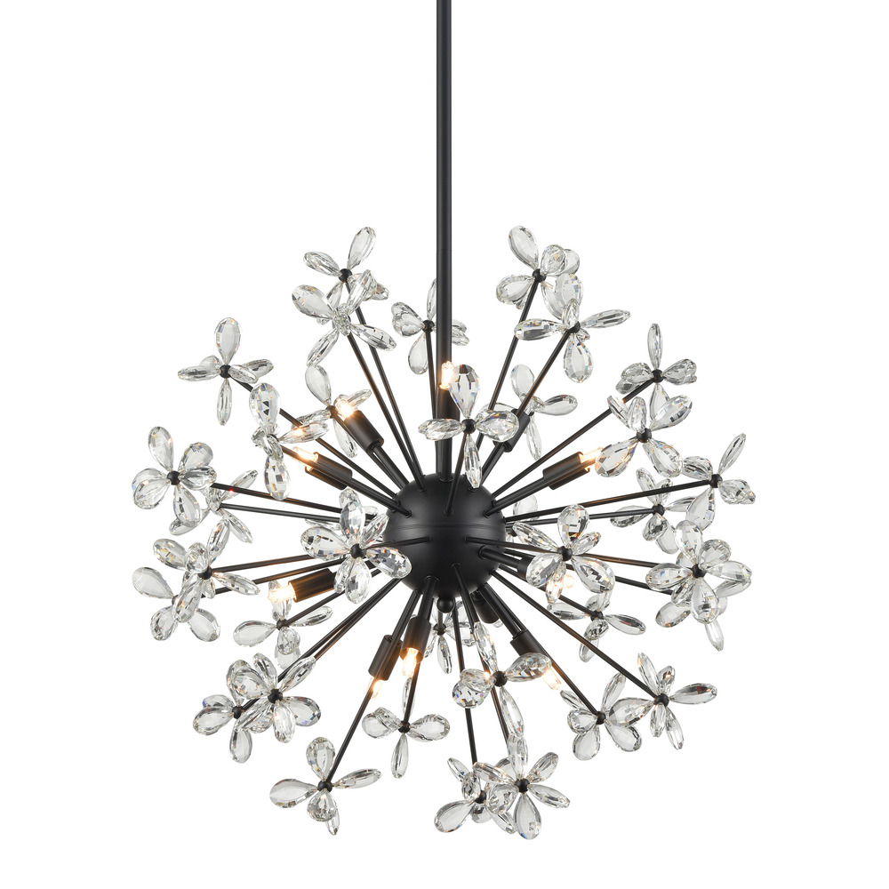 Adelle 12-Light, 24" Crystal Sputnik in Matte Black