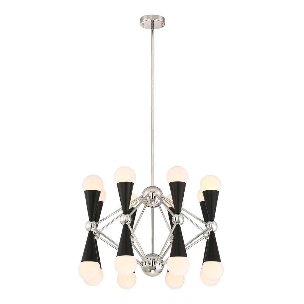 16-Light 26" Geometric Polished Nickel Decorative Chandelier