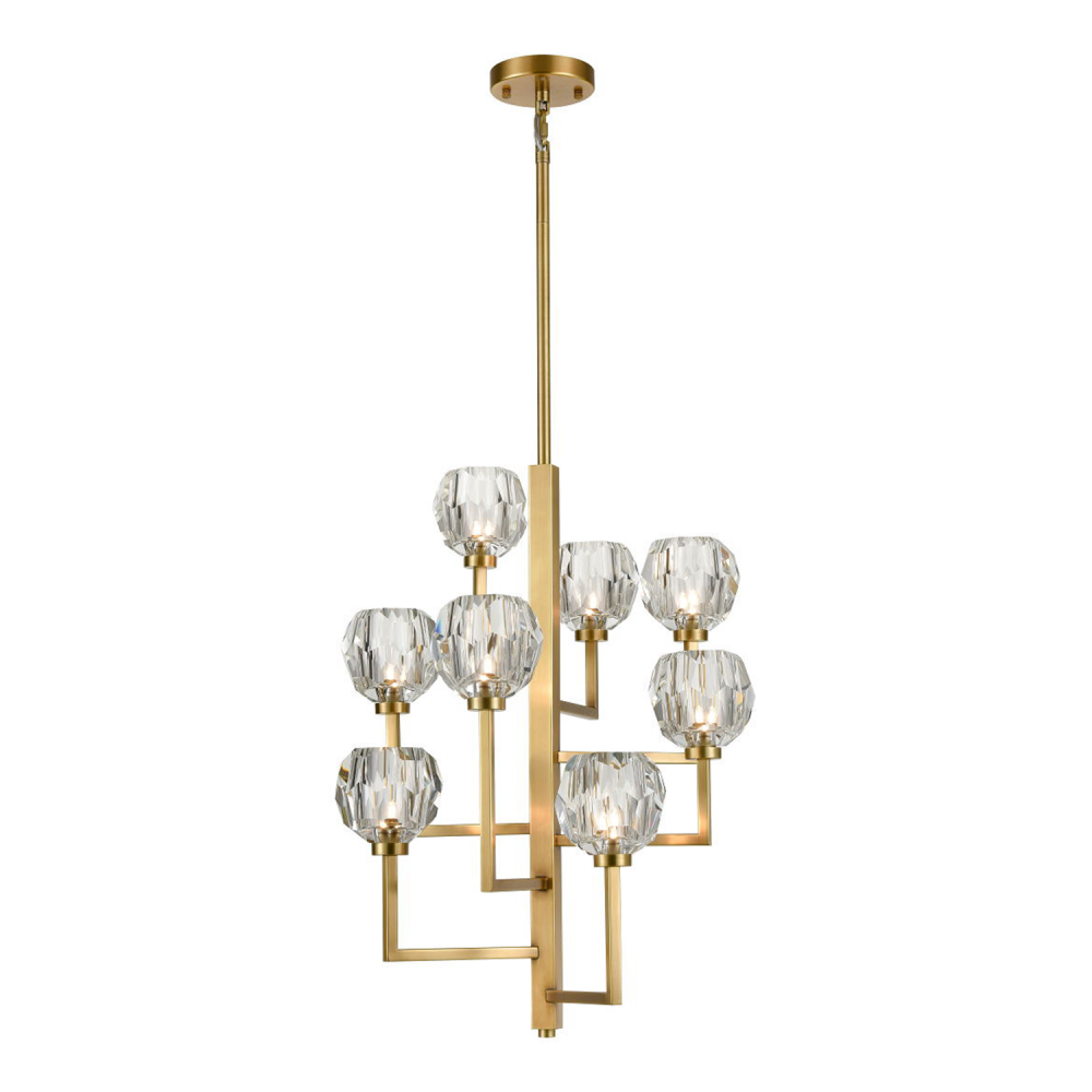 Parisian 20" 8-Light, 8-Tier Crystal Chandelier in Aged Brass