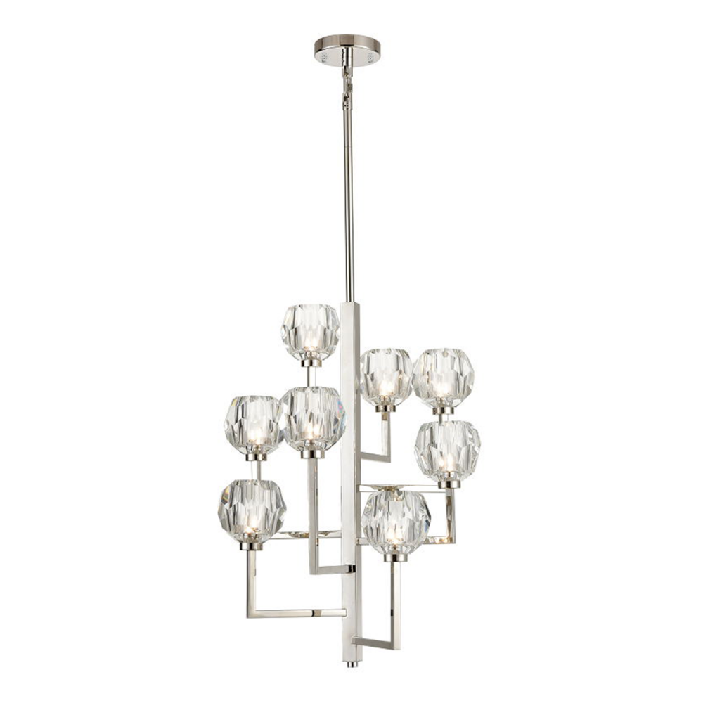 Parisian 20" 8-Light, 8-Tier Crystal Chandelier in Polished Nickel