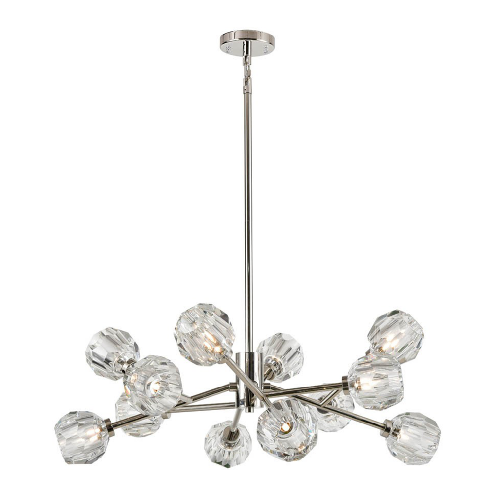 Parisian 35" 12-Light, Crystal Sputnik in Polished Nickel