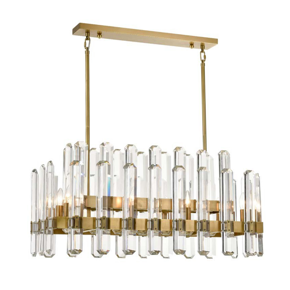 Clarion 36" 110-Light, Vertical Crystal Tier Chandelier in Brass