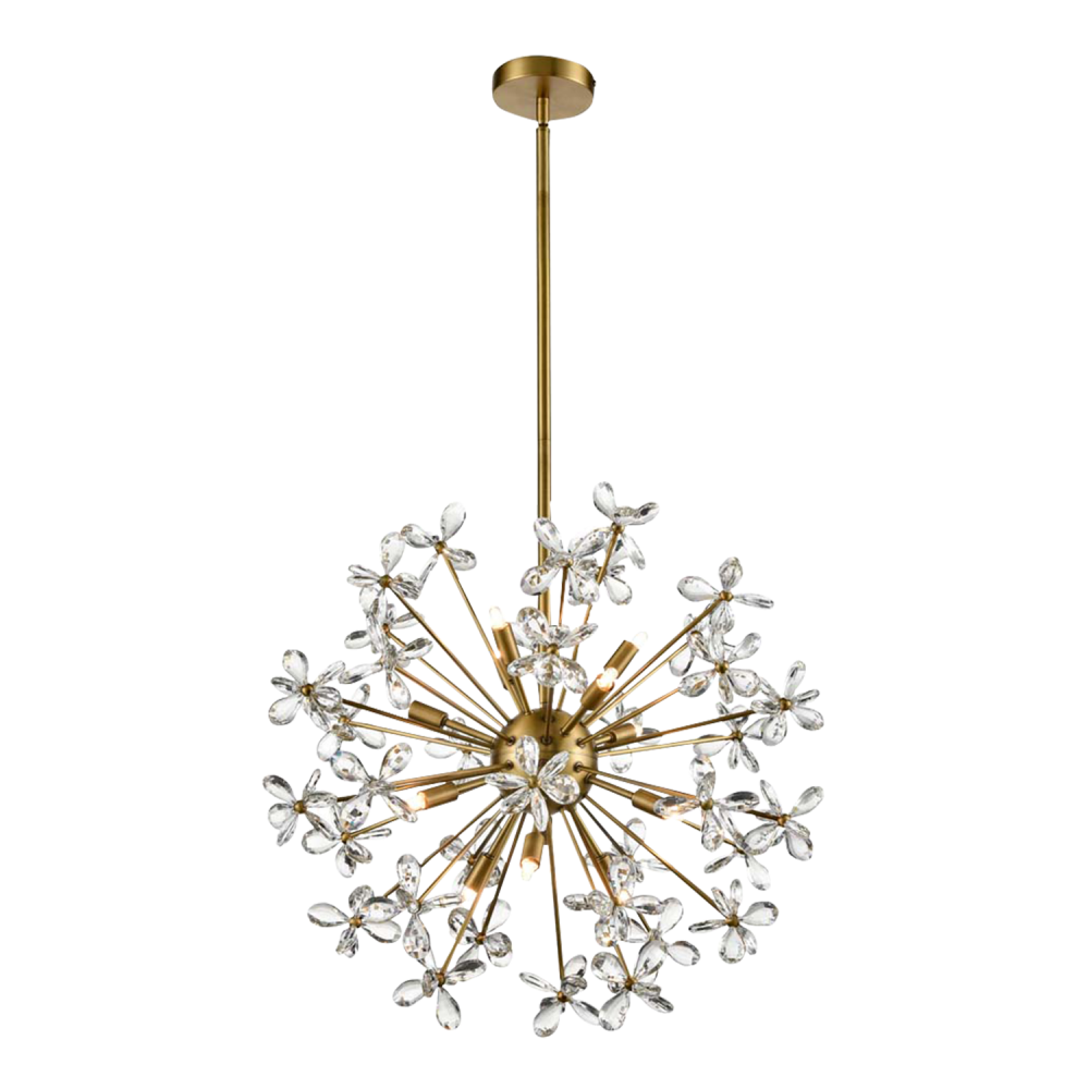 Adelle 8-Light, 20" Crystal Sputnik in Aged Brass