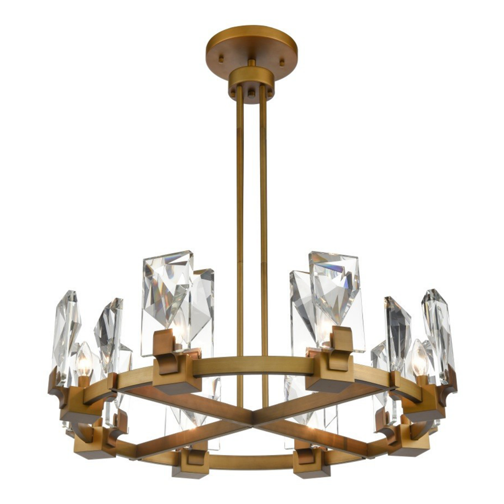 Horizon 32" 8-Light, Round Crystal Chandelier in Aged Brass