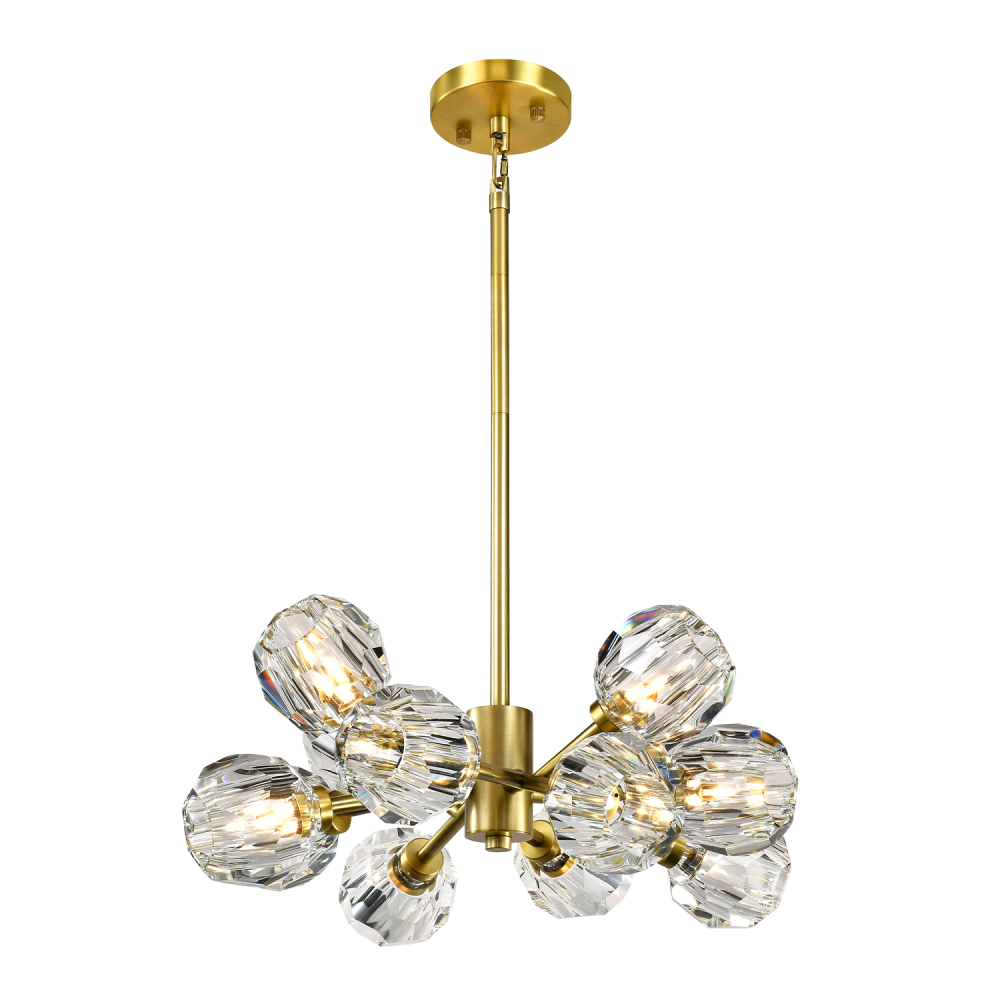 Parisian 24" 12-Light, Crystal Sputnik in Aged Brass