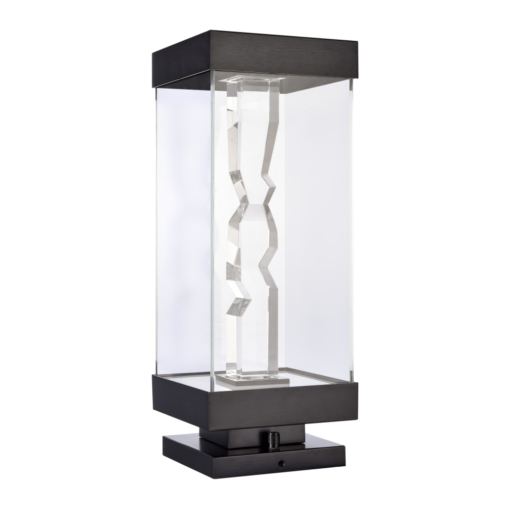 Mamadim Outdoor LED 20" Glass with Crystal Bollard in Matte Black