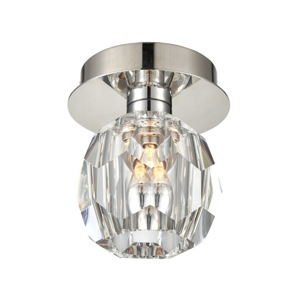 Parisian Crystal Mini Flush Mount in Polished Nickel