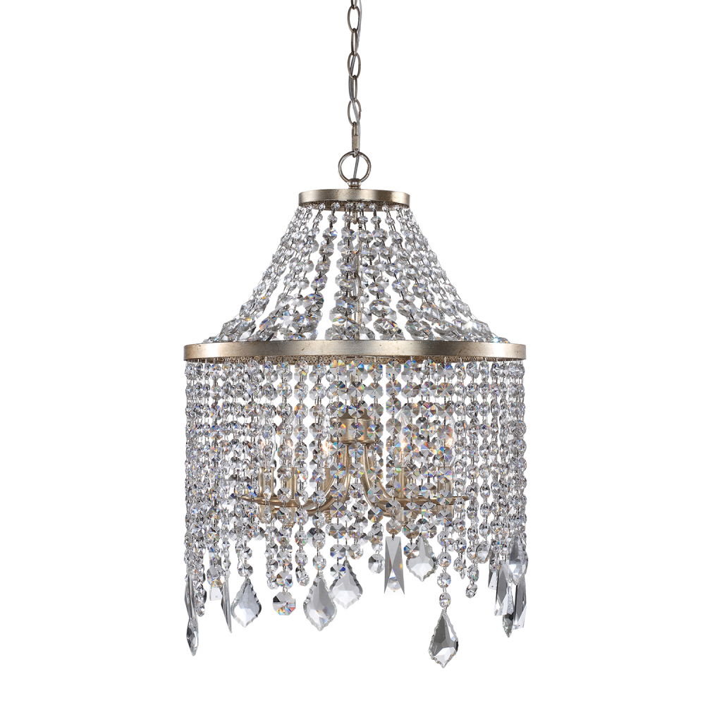 Palais 19" 6-Light, Crystal Mini Chandelier in Silver Leaf & Gold