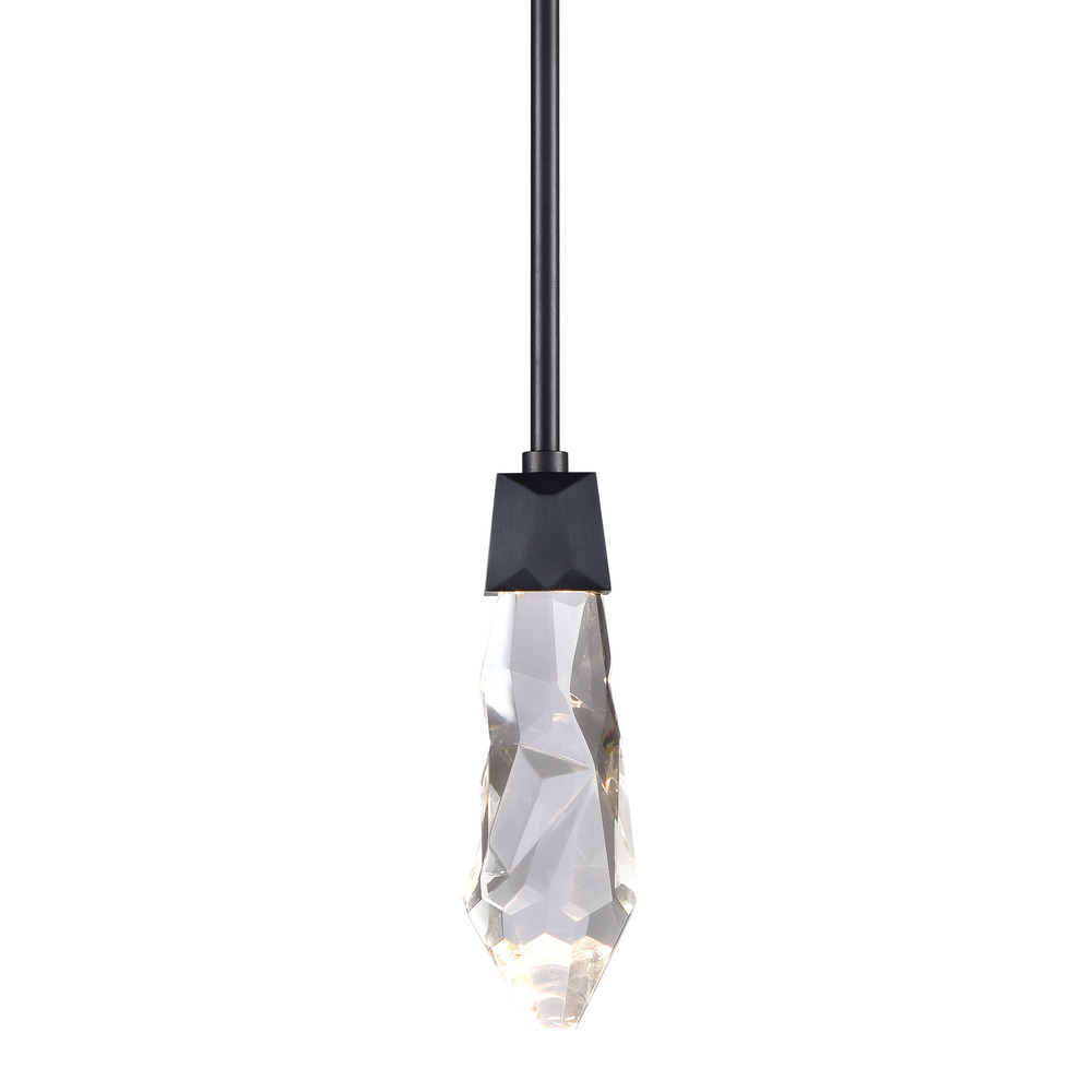 Angelus LED 1-Light, Crystal Mini-Pendant in Brushed Black