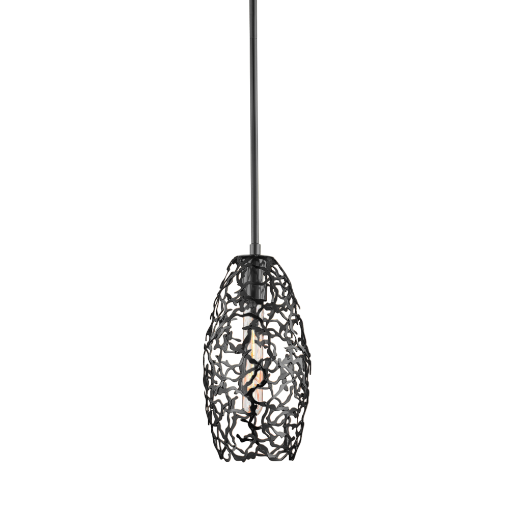 Helios 12" 1-Light, Organic Convex Mini-Pendant in Matte Black