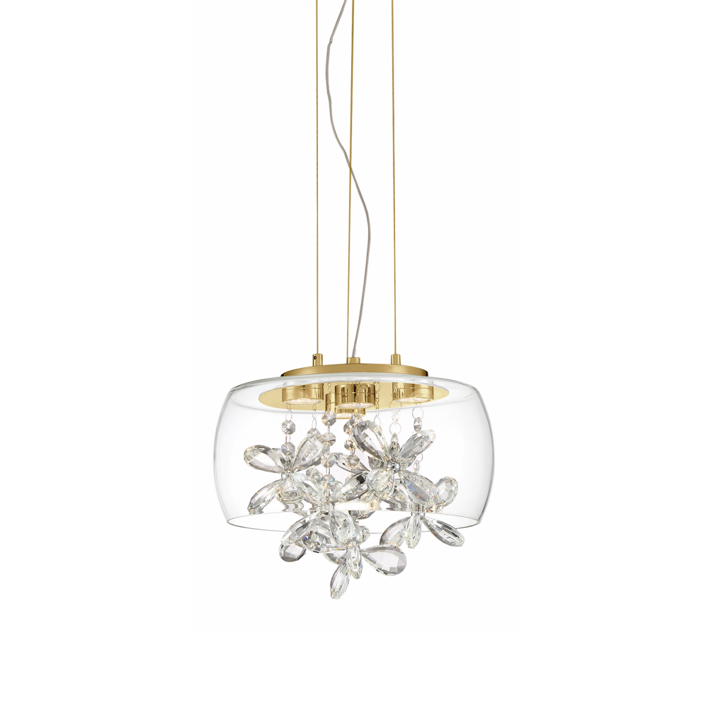 Destiny 11" LED Crystal Mini-Pendant with Glass Shade & Polished Nickel
