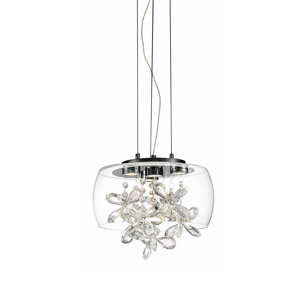 Destiny 11" LED Crystal Mini-Pendant with Glass Shade & Matte Black