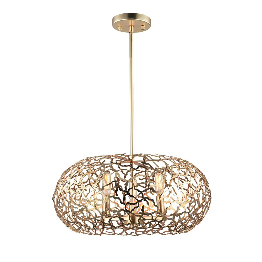 Helios 18" 6-Light, Organic Oval Pendant in Satin Gold
