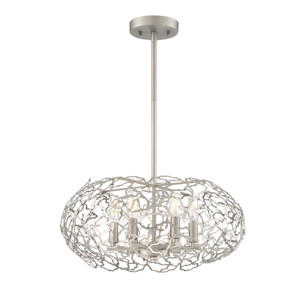 Helios 18" 6-Light, Organic Oval Pendant in Satin Nickel