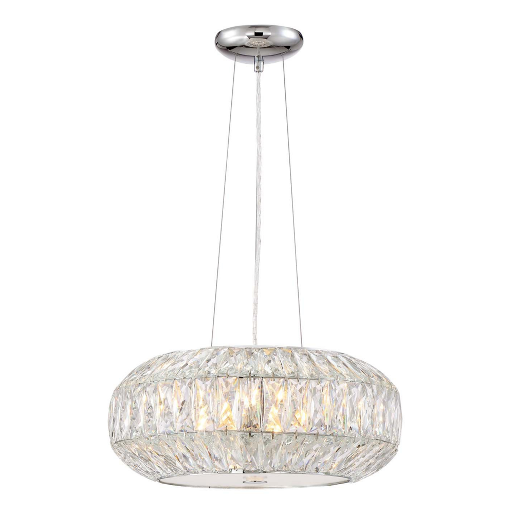 Lunar 12" 5-Light, Crystal Drum Pendant in Polished Chrome