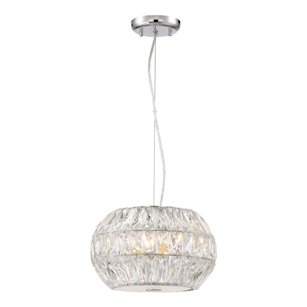 Lunar 16" 6-Light, Crystal Drum Pendant in Polished Chrome