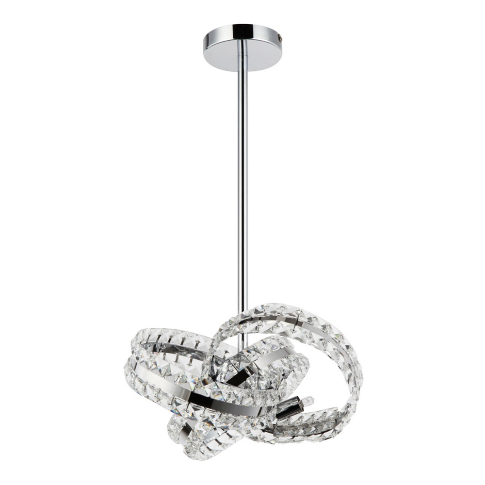 Knot 14" 3-Light, Orbital Crystal Pendant in Polished Chrome