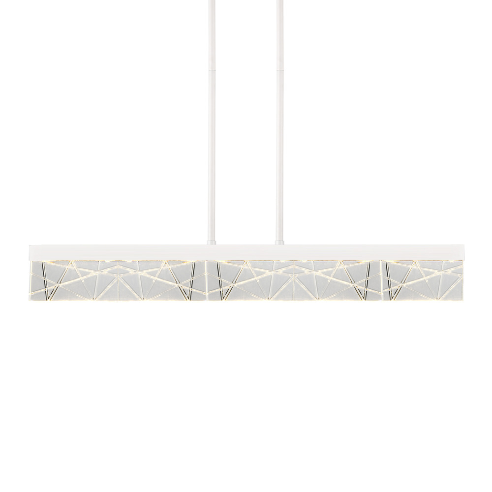 Lucus 43" LED Sleek Crystal Linear Pendant in Matte White