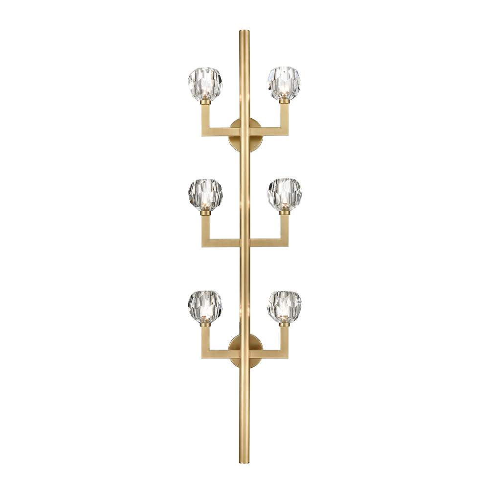 Parisian 60" Grand 6-Light, Crystal Wall Sconce in Aged Brass