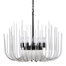 ZEEV Lighting CD10032-12-SBB - Astoria 30" 12-Light, Curved Glass Chandelier in Brushed Black