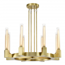 ZEEV Lighting CD10359-8-AGB - Placid 32" 8-Light, Fluted Glass Round Chandelier in Aged Brass