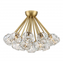ZEEV Lighting FM60047-18-AGB - Parisian 24" 18-Light, Crystal Cluster Semi-Flush in Aged Brass