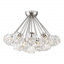 ZEEV Lighting FM60048-18-PN - Parisian 24" 18-Light, Crystal Cluster Semi-Flush in Polished Nickel