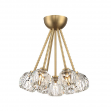 ZEEV Lighting FM60049-7-AGB - Parisian 15" 7-Light, Crystal Cluster Semi-Flush in Aged Brass